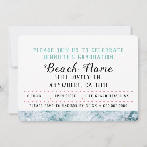 Graduation Beach Party Invitation
