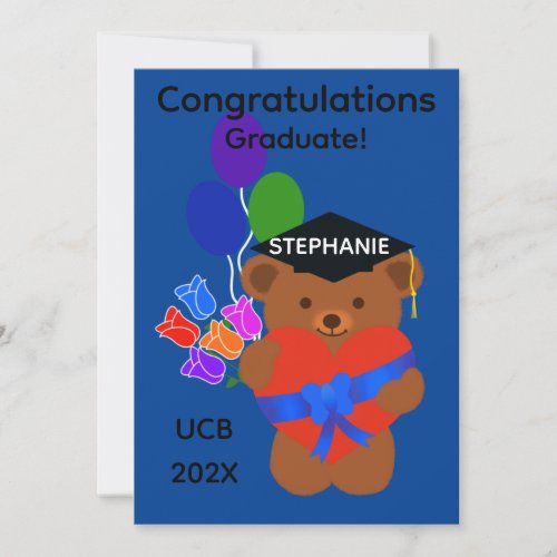 Graduation Bear 3_2 Flat Note Card