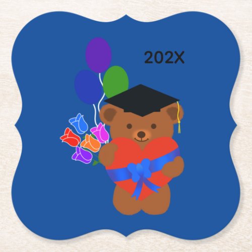 Graduation Bear 3 Paper Coaster