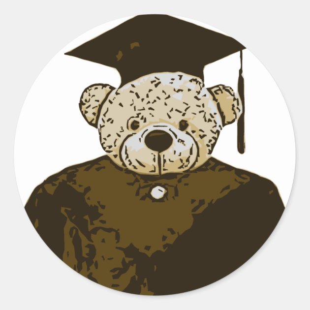 Graduation Bear Classic Round Sticker
