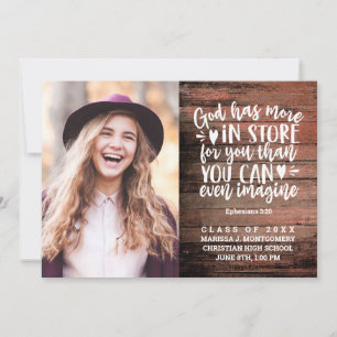 Graduation Bible Verse Photo Rustic Wood Script Announcement