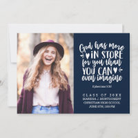 Graduation Bible Verse Photo White Script Blue