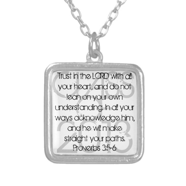 Graduation bible verse Proverbs 3:5-6 necklace (Front)