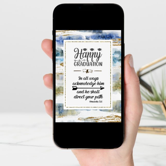 Graduation Bible Verse Proverbs 3:6 Modern Design Card (Front Digital)