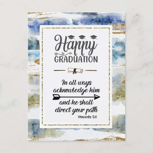 Graduation Bible Verse Proverbs 36 Modern Design Postcard