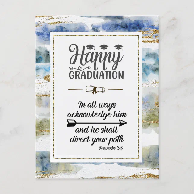 Graduation Bible Verse Proverbs 3:6 Modern Design Postcard | Zazzle