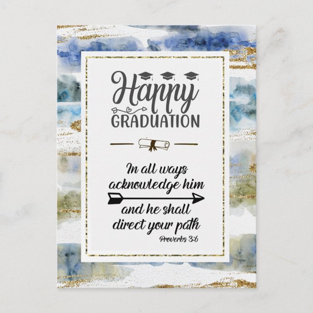 Graduation Bible Verse Proverbs 3:6 Modern Design Postcard (Front)
