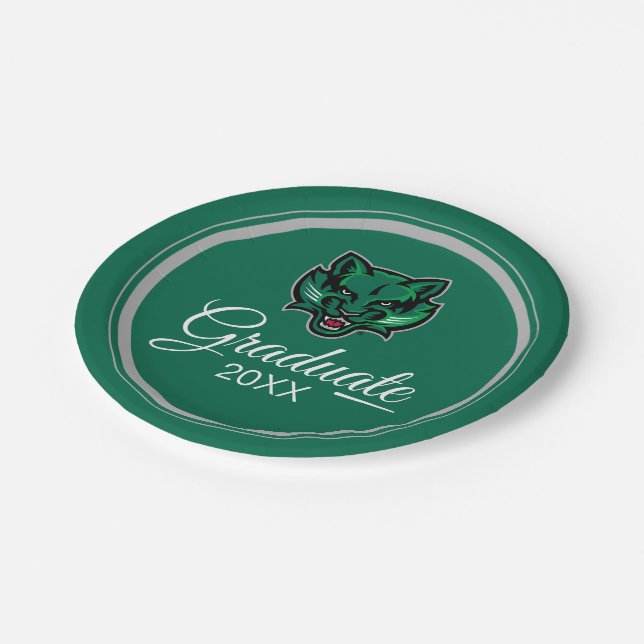 Graduation Binghamton Bearcats Logo Paper Plates (Angled)