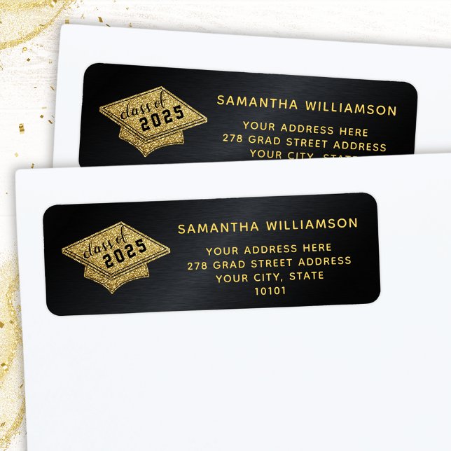 Graduation Black and Gold Class of 2025 Graduate Label (Creator Uploaded)