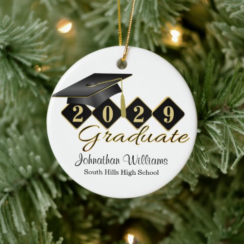 Graduation Black and Gold Classic Ceramic Ornament