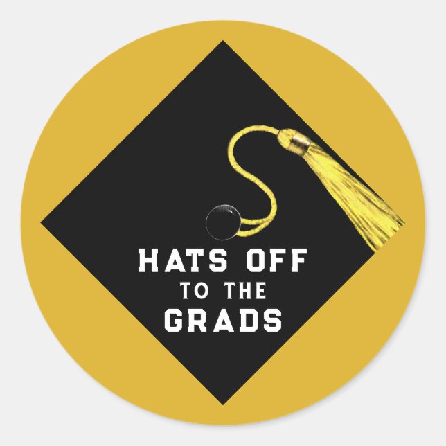 Graduation Black and Gold Classic Round Sticker (Front)