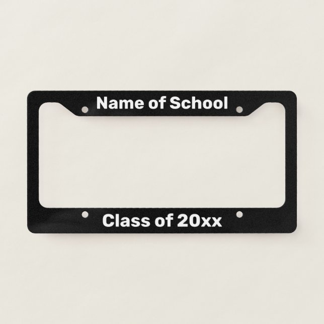 Graduation Black and White Alumni or New Graduate License Plate Frame (Front)