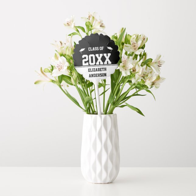 Graduation Black and White Graduate's Name Balloon (Vase)