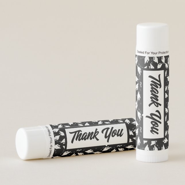 Graduation Black and White Party Thank You Lip Balm (Front)
