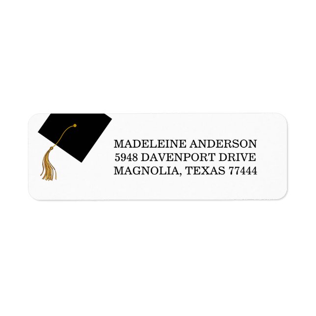 Graduation Black Cap And Tassel Address Label (Front)