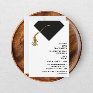 Graduation Black Cap And Tassel Photo Open House Invitation
