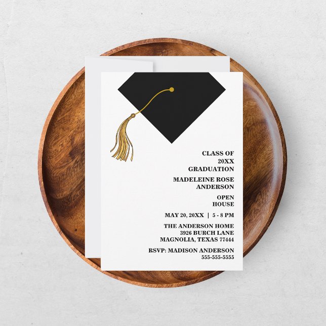 Graduation Black Cap And Tassel Photo Open House  Invitation (Creator Uploaded)