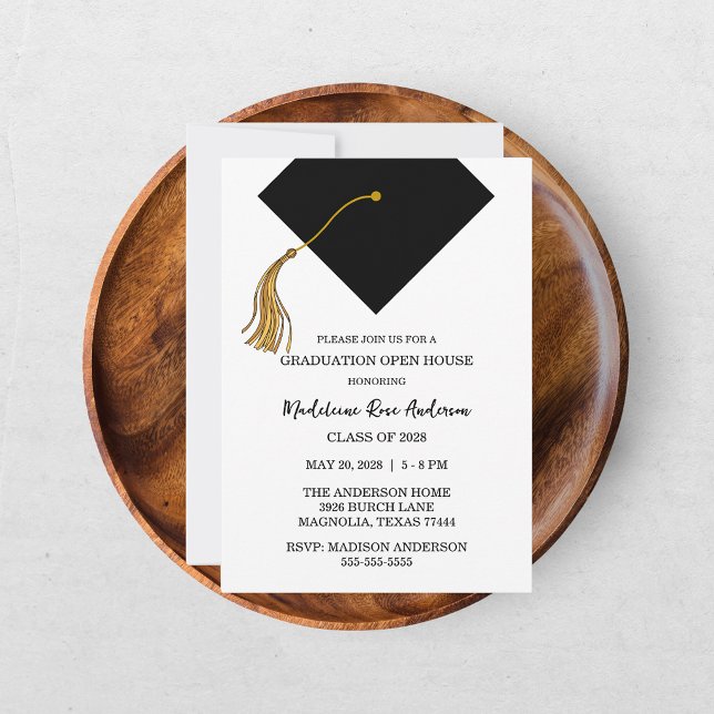Graduation Black Cap And Tassel Photo Open House  Invitation (Creator Uploaded)