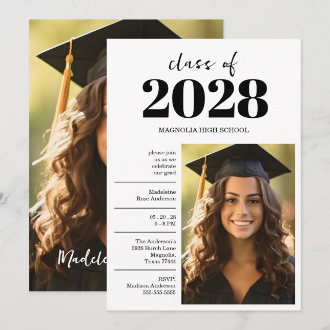 Graduation Black Cap And Tassel Photo Open House  Invitation (Front/Back)