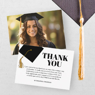 Graduation Black Cap And Tassel Photo Thank You Enclosure Card