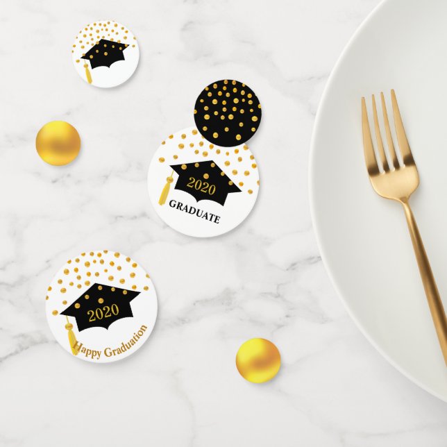 Graduation Black Cap & Gold Table Confetti (Group)