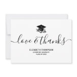 Graduation Black Cap Love & Thanks Modern Script Thank You Card Graduation Black Cap Love & Thanks Modern Script Thank You Card