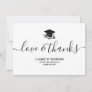 Graduation Black Cap Love & Thanks Modern Script Thank You Card