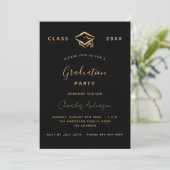 Graduation black gold 2024 minimalist luxury invitation (Standing Front)