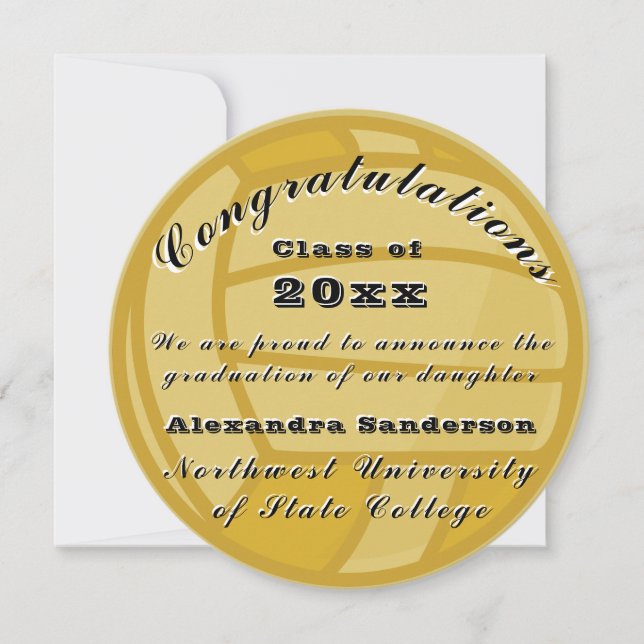 Graduation Black Gold Class of Volleyball Player (Front)