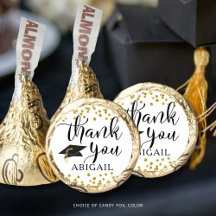 Graduation Black Gold Confetti Script Thank You