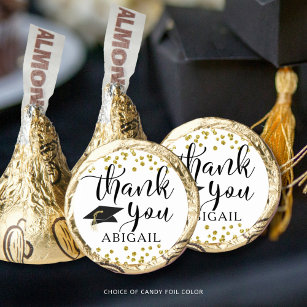 Graduation Black Gold Confetti Script Thank You Hershey®'s Kisses®