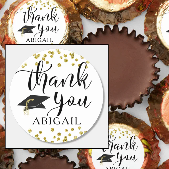 Graduation Black Gold Confetti Script Thank You Reese's Peanut Butter ...