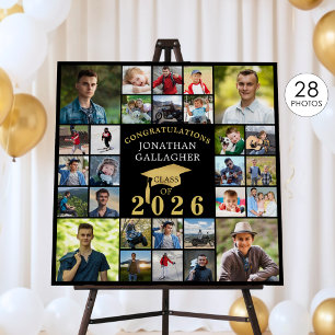 Graduation Black Gold Congrats 28 Photo Collage Foam Board