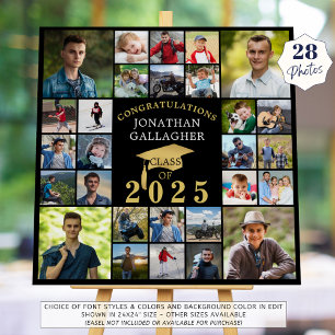 Graduation Black Gold Congrats 28 Photo Collage Foam Board