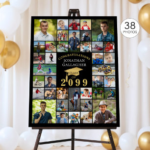 Graduation Black Gold Congrats 38 Photo Collage Foam Board