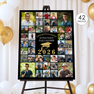 Graduation Black Gold Congrats 42 Photo Collage Foam Board