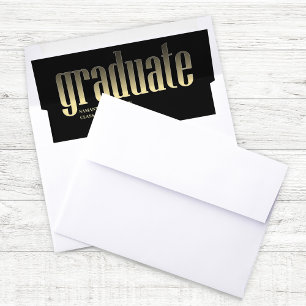 Graduation Black & Gold Elegant Celebration Envelope Liner
