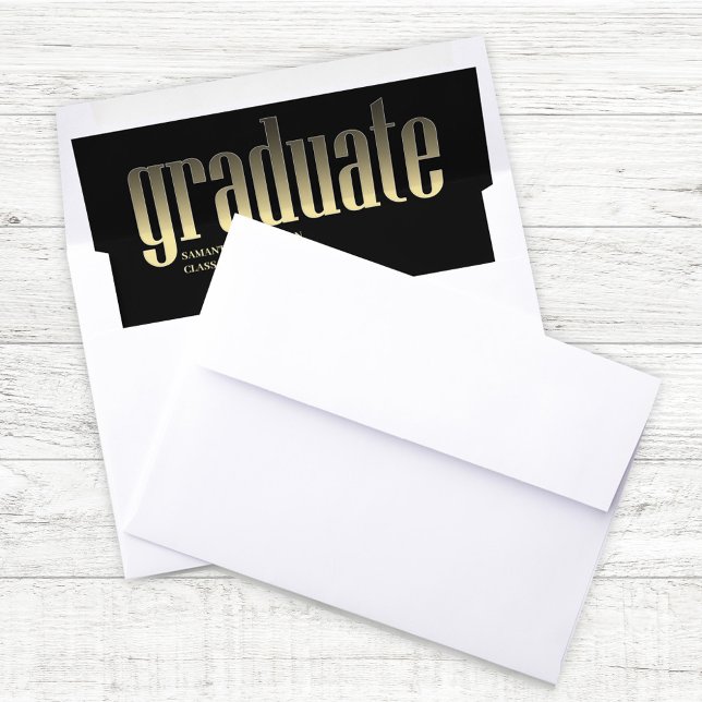 Graduation Black & Gold Elegant Celebration Envelope Liner (Elegant black and gold graduation envelope liner for stylish celebration invitations. 🎓✨)