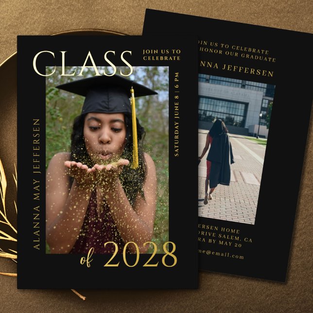 Graduation Black Gold Foil Graduate Invitation Foil Invitation (Creator Uploaded)