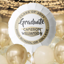 Graduation Black & Gold Modern Elegant Typography Balloon