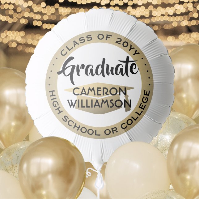 Graduation Black & Gold Modern Elegant Typography Balloon (Creator Uploaded)