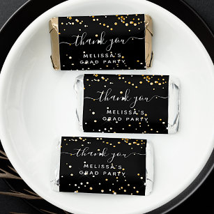 Graduation black gold sparkle confetti thank you hershey's miniatures