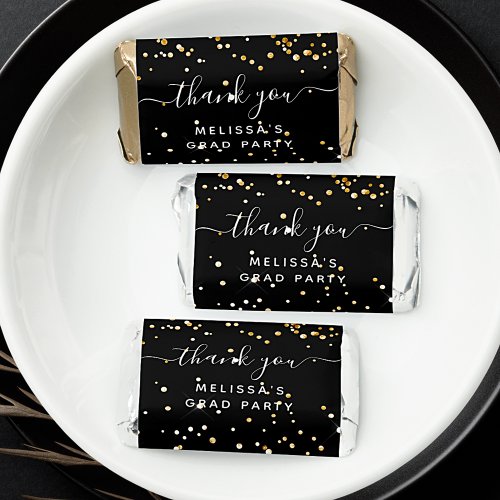 Graduation black gold sparkle confetti thank you hersheys miniatures