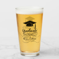 Graduation Black Grad Cap Monogram Name