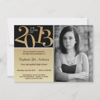 Graduation Black On Gold Invite