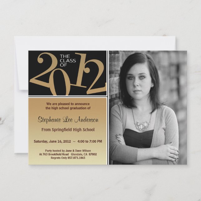 Graduation Black On Gold Invite (Front)