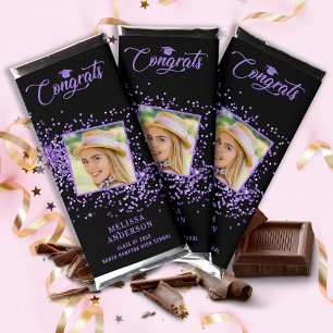 Graduation Black Purple Personalized Grad Photo  Hershey Bar Favors