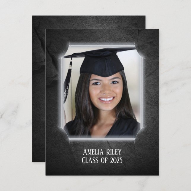 Graduation Black Rock with Photo Frame Invitation (Front/Back)