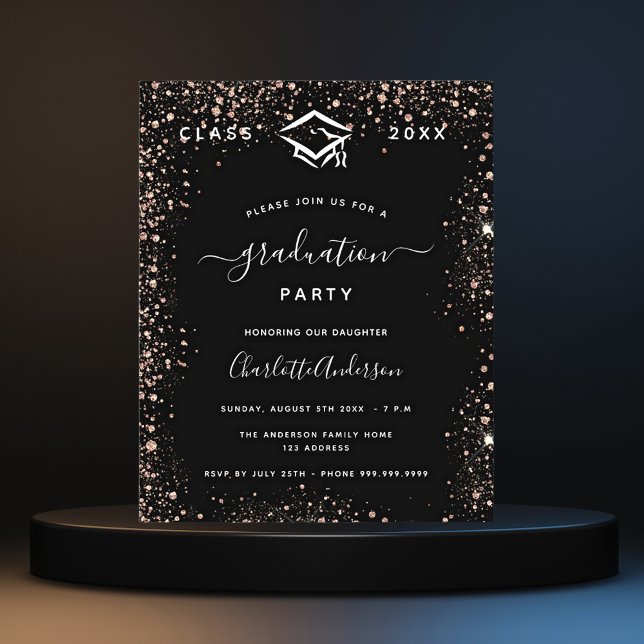 Graduation black rose gold 2026 invitation (Creator Uploaded)