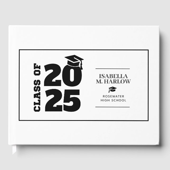 Graduation Black Tassel Cap Guest Book (Front)